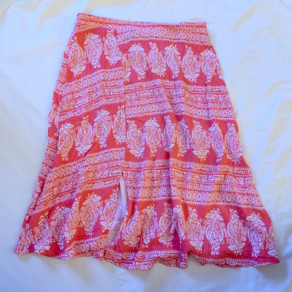NWOT Coral Flare High Waisted Skirt with Slit